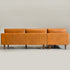 Samuel Tapered Arm Two-Piece Sectional – Leather Camel Chaise Sectional Sofa | 3-Seater Couch | Kinwell Furniture | Mid-Century Modern Design