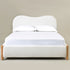 Dorothy Linen Platform Bed with Headboard – White Modern Upholstered Double Bed Frame | Platform Beds | Kinwell Furniture | Bedroom Bed Frame