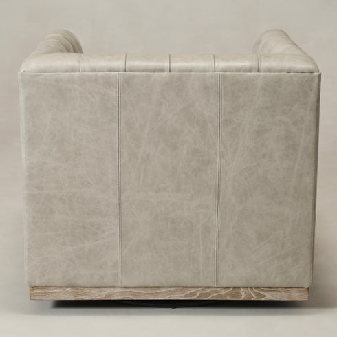 Gustave Premium Leather Swivel Armchair - Light Gray Modern Swivel Chair | Swivel Accent Chairs | Kinwell Furniture | Swivel Armchairs