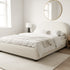 Harriet Bouclé Bed Frame with Headboard – Cream Upholstered Platform Bed | King Size | Kinwell Furniture