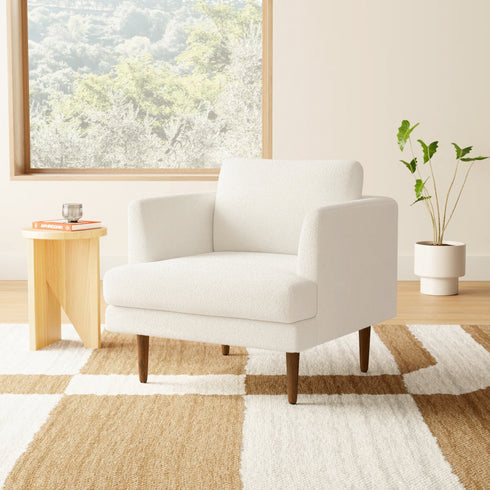 Upholstered Armchair – Cream Square Arm Accent Chair | Performance Fabric Armchair | Kinwell Furniture | Scandinavian, Timeless Design