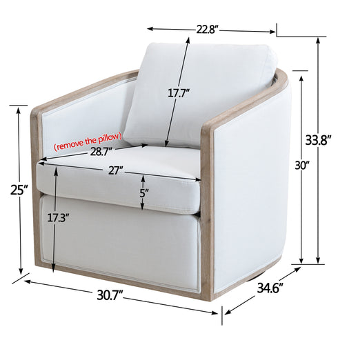 Claude Performance Linen Fabric Swivel Chair - Modern Swivel Chair | Swivel Accent Chairs | Kinwell Furniture | Swivel Armchairs