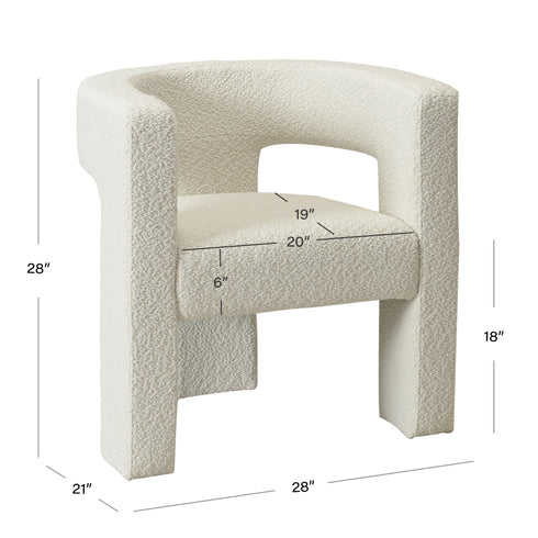 Herbert Modern Bouclé Armchair - Cream Top Rated Accent Chair | Accent Sitting Chairs | Kinwell Furniture | Modern Sitting Room Chairs