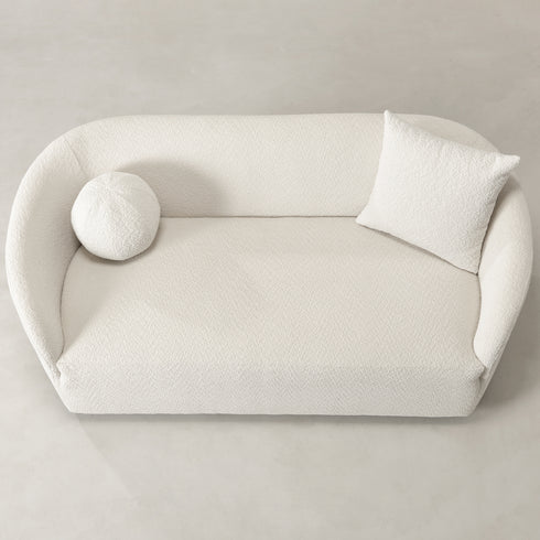 Susie White Bouclé Loveseat Sofa | Small White Loveseat | Kinwell Furniture | Modern Bouclé Couch for Cozy Spaces