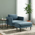 Albert Linen Blend Ottoman – Footrest & Pouf | Living Room Accent Seat | Kinwell Furniture | Contemporary Ottoman | Blue