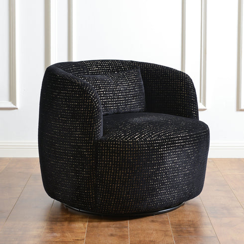 Kinwell Exclusive | Ashlie Sculpted Jacquara Swivel Barrel Chair