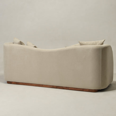 Samuel Premium Fabric Curved Sofa in Tan – 3 Seater Sofa | Three Seater Couch | Modern Curved Sofa | Kinwell Furniture