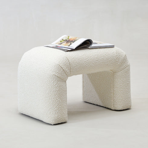Norris Bouclé Ottoman - Fabric Ottoman | Decorative Ottoman | Kinwell Furniture | Modern Ottoman Furniture