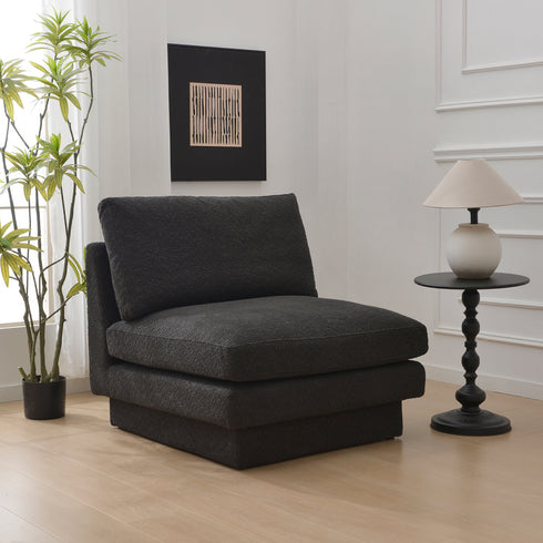 Montyne Bouclé Armless Chair - Dark Gray Accent Chair | Decorative Accent Chairs | Kinwell Furniture | Modern Accent Chairs