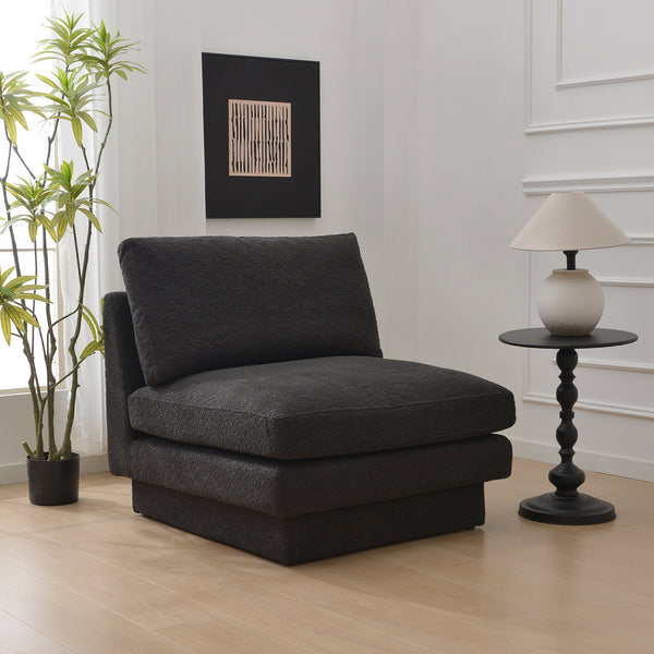 Montyne Bouclé Armless Chair - Dark Gray Accent Chair | Decorative Accent Chairs | Kinwell Furniture | Modern Accent Chairs