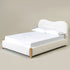 Dorothy Linen Platform Bed with Headboard – White Modern Upholstered Double Bed Frame | Platform Beds | Kinwell Furniture | Bedroom Bed Frame