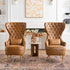 Letitia Faux Leather Wingback Chair - Camel Accent Chair | Decorative Faux Leather Chairs | Kinwell Furniture | Modern Wingback Accent Chairs