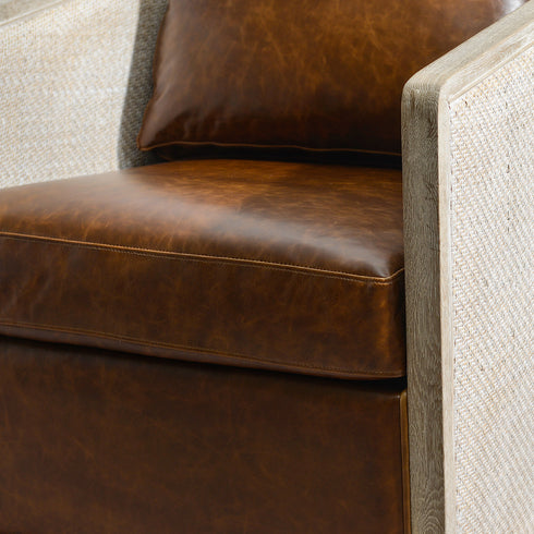 Claude Premium Leather Swivel Cane Chair - Swivel Spinning Chair | Chairs That Spin | Kinwell Furniture | Comfortable Swivel Chairs