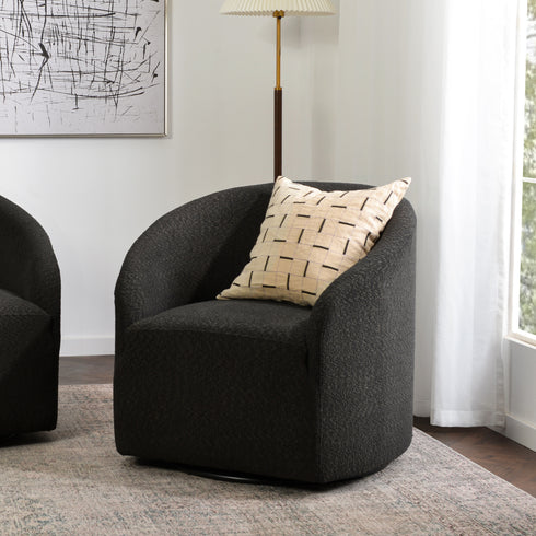 Susie Bouclé Swivel Barrel Chair - Cozy Swivel Chair | Swivel Armchairs | Kinwell Furniture | Living Room Swivel Chairs