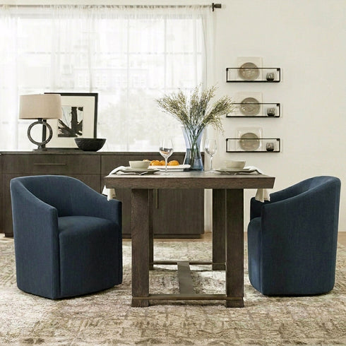 Rafa Performance Dining Chair with Casters �Rolling Armchair for Dining Room | Dining Chairs with Casters | Kinwell Furniture | Performance Fabric Upholstery