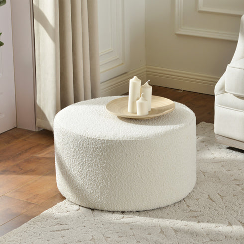 Elof Bouclé Ottoman - Accent Ottoman | Modern Pouf | Kinwell Furniture | Bedroom Ottomans