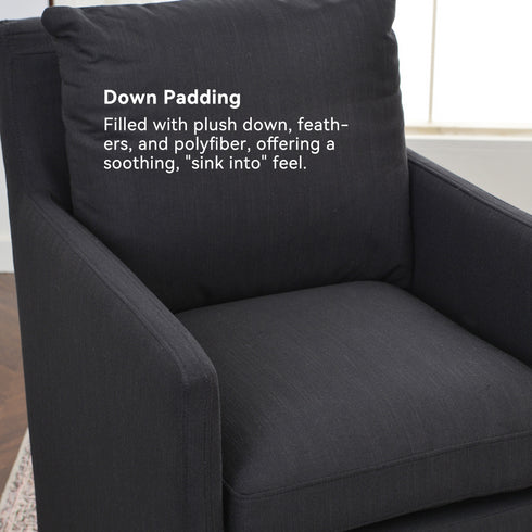 Sean Performance Dining Chair with Casters - Black Upholstered Dining Chair | Modern Dining Chairs | Kinwell Furniture | Performance Fabric Dining Chairs