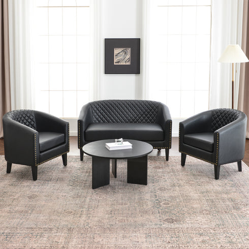 Logan Faux Leather Tufted Loveseat | Fabric Loveseat Couch | Kinwell Furniture | Modern Loveseats & Comfortable Loveseat Sofa Couches