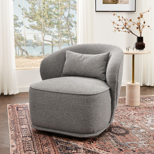 Laura Bouclé Swivel Barrel Chair - Modern Swivel Chair | Swivel Accent Chairs | Kinwell Furniture | Swivel Armchairs