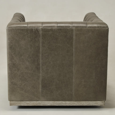 Gustave Premium Leather Swivel Armchair - Dark Gray Modern Swivel Chair | Swivel Accent Chairs | Kinwell Furniture | Swivel Armchairs