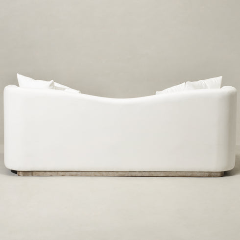 Samuel Premium Fabric Curved Sofa in White – 3 Seater Sofa | Three Seater Couch | Modern Curved Sofa | Kinwell Furniture