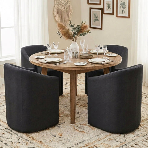Rafa Performance Dining Chair with Casters | Padded Dining Chair with Arms | Chairs for Formal Dining Room | Kinwell Furniture | Soft Performance Fabric