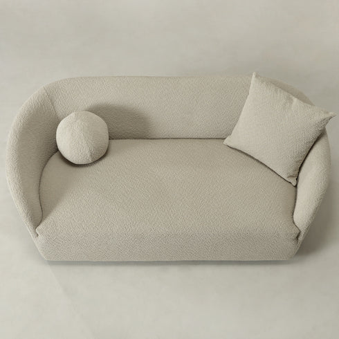 Susie Bouclé Loveseat in Oatmeal | Modern Oatmeal Bouclé Couch | Kinwell Furniture | Minimalist Loveseat for Small Rooms