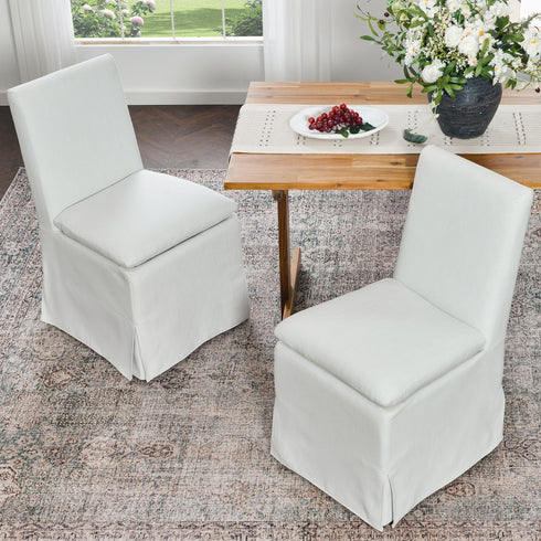 Diane Slipcover Performance Dining Chair with Casters - Dining Table Chair | Dining Room Fabric Chairs | Kinwell Furniture | Modern Upholstered Dining Chairs