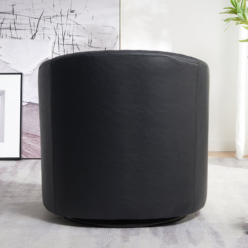 Logan Faux Leather Tufted Swivel Club Chair - Swivel Side Chair | Stylish Swivel Chairs | Kinwell Furniture | Swivel Chairs for Living Room