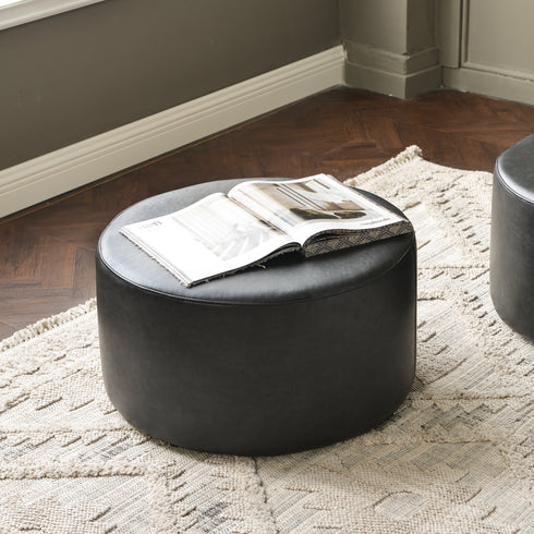 Elof Faux Leather Ottoman - Stylish Ottoman | Living Room Pouf | Kinwell Furniture | Modern Ottomans