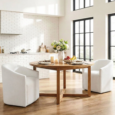 Rafa Performance Dining Chair with Casters �Comfortable Dining Armchair | Elegant Dining Chairs | Kinwell Furniture | Durable Performance Fabric