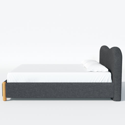 Dorothy Bed Frame with Headboard – Dark Gray Modern Queen Bed Frame | Platform Beds | Kinwell Furniture | Bedroom Bed Headboard