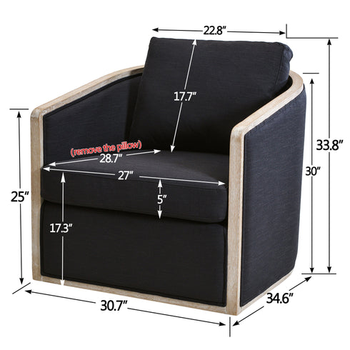 Claude Performance Linen Fabric Swivel Chair - Modern Swivel Chair | Swivel Accent Chairs | Kinwell Furniture | Swivel Armchairs