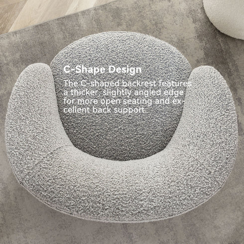 Everitte Bouclé Swivel Barrel Chair - Mid Century Modern Swivel Chair | Waiting Room Swivel Chairs| Kinwell Furniture | Designer Swivel Chairs