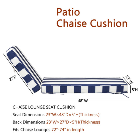 Ranu Extra Thick Outdoor Cushion Set – Blue Striped Patio Chair Cushions | Outdoor Seat & Back Cushions | Weather-Resistant Outdoor Cushions | Kinwell Furniture