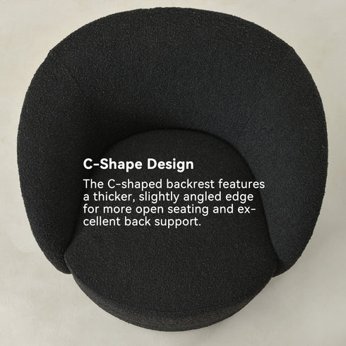 Everitte Bouclé Swivel Barrel Chair - Charcoal Modern Swivel Chair | Swivel Accent Chairs | Kinwell Furniture | Swivel Armchairs