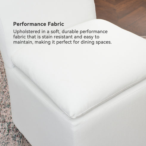 Diane Performance Dining Side Chair with Casters - Dining Table Chair | Dining Room Fabric Chairs | Kinwell Furniture | Modern Upholstered Dining Chairs