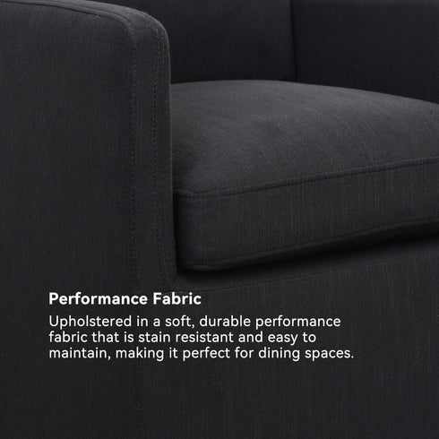 Sean Performance Dining Chair with Casters - Black Upholstered Dining Chair | Modern Dining Chairs | Kinwell Furniture | Performance Fabric Dining Chairs