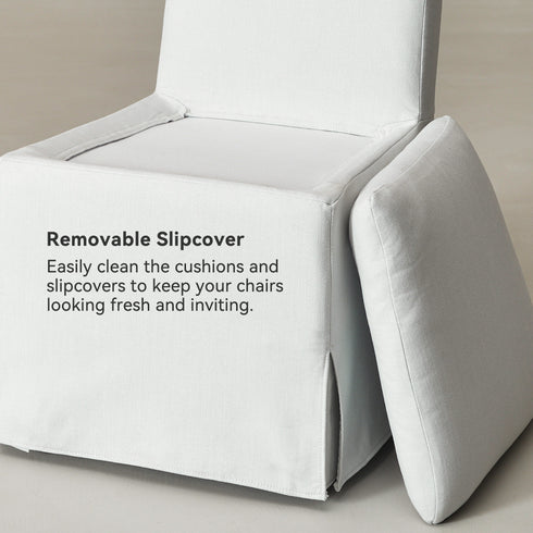 Diane Slipcover Performance Dining Chair with Casters - Rolling Dining Chair | Fabric Covered Dining Chairs | Kinwell Furniture | Comfortable Dining Chairs