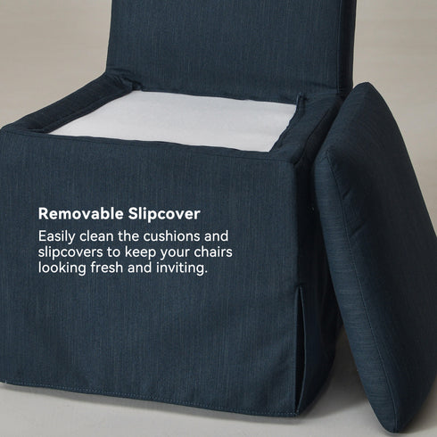 Diane Slipcover Performance Dining Chair with Casters - Upholstered Dining Chair | Modern Dining Chairs | Kinwell Furniture | Performance Fabric Dining Chairs