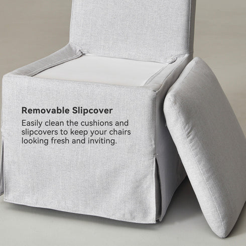 Diane Slipcover Performance Dining Chair with Casters - Upholstered Dining Chair | Modern Dining Chairs | Kinwell Furniture | Performance Fabric Dining Chairs