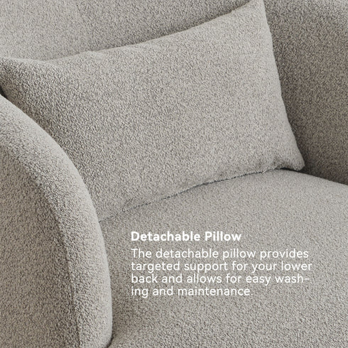 Ashlie Bouclé Swivel Barrel Chair - Taupe Modern Swivel Chair | Swivel Accent Chairs | Kinwell Furniture | Swivel Armchairs