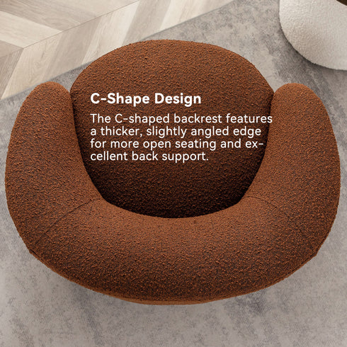 Everitte Bouclé Swivel Barrel Chair - Modern Swivel Chair | Swivel Accent Chairs | Kinwell Furniture | Swivel Armchairs