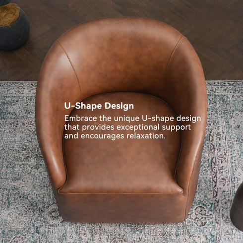 Susie Leather Swivel Barrel Chair - Swivel Spinning Chair | Chairs That Spin | Kinwell Furniture | Comfortable Swivel Chairs