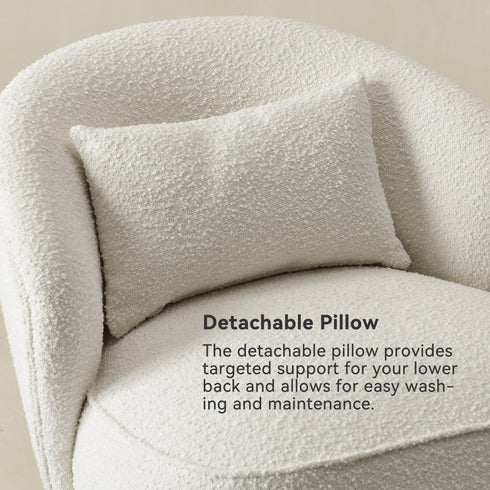 Laura Bouclé Swivel Barrel Chair - Cream Modern Swivel Chair | Swivel Accent Chairs | Kinwell Furniture | Swivel Armchairs