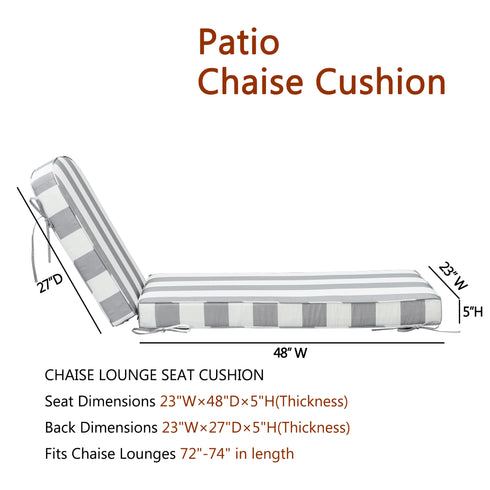 Ranu Extra Thick Outdoor Cushion Set – Gray Striped Patio Chair Cushions | Outdoor Seat & Back Cushions | Weather-Resistant Outdoor Cushions | Kinwell Furniture