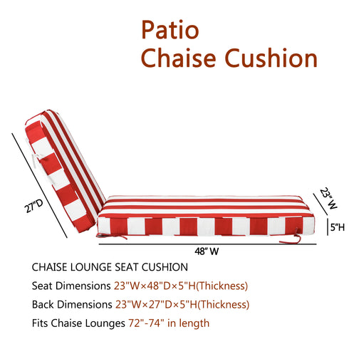 Ranu Extra Thick Outdoor Cushion Set – Red Striped Patio Chair Cushions | Outdoor Seat & Back Cushions | Weather-Resistant Outdoor Cushions | Kinwell Furniture