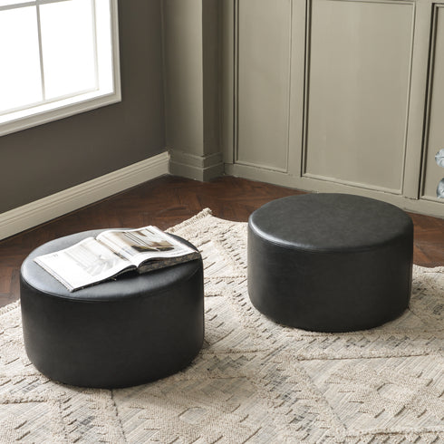 Elof Faux Leather Ottoman - Minimalist Design Ottoman | Space-Saving Pouf | Kinwell Furniture | Elegant Home Decor