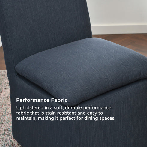 Diane Performance Dining Side Chair with Casters - Dining Table Chair | Dining Room Fabric Chairs | Kinwell Furniture | Modern Upholstered Dining Chairs