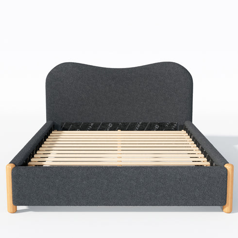 Dorothy Bed Frame with Headboard – Dark Gray Modern Queen Bed Frame | Platform Beds | Kinwell Furniture | Bedroom Bed Headboard